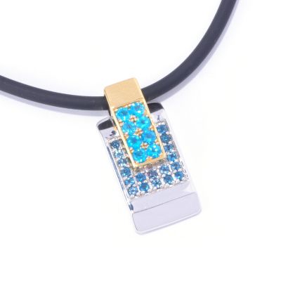 MEN'S - SS/PALL PEND NEON APATITE & LONDON BLUE TPZ w/ 22" RUBBER CORD
