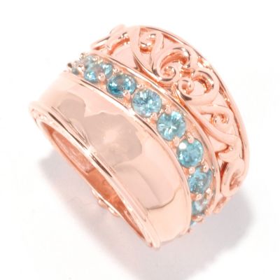129-489 - Dallas Prince Designs 2.64ctw Blue Zircon Wide Band Ring 