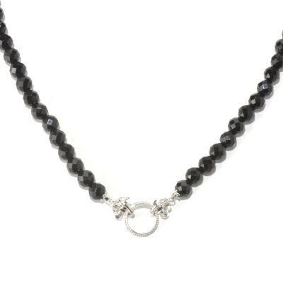 129-492 - Dallas Prince Designs Sterling Silver 18'' Black Onyx Toggle Necklace