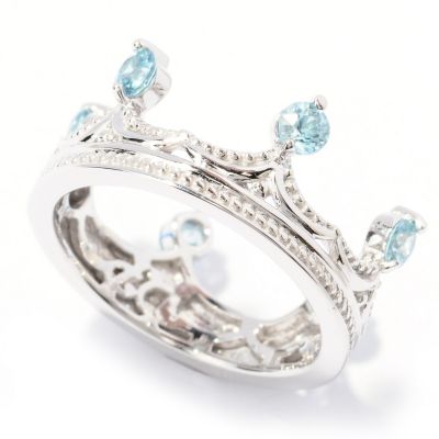 129-494 - Dallas Prince Designs Sterling Silver Blue Zircon Crown Ring
