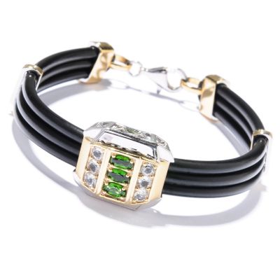 MEN'S - SS/PALL BRAC CHROME DIOPSIDE & WHT TOPAZ w/ DOUBLE RUBBER CORD