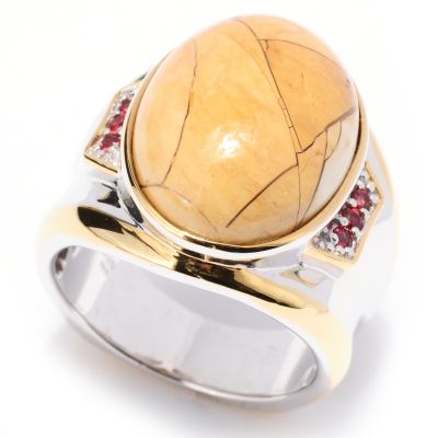 MEN'S - SS/PALL RING BRECCIATED MOOKAITE & ORG SAPH
