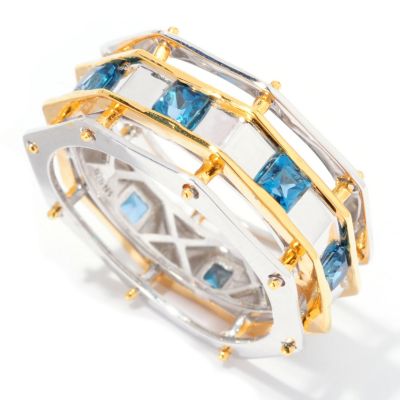 129-529 - Men's en Vogue II 1.20ctw London Blue Topaz Octagon Shaped Eternity Band Ring 