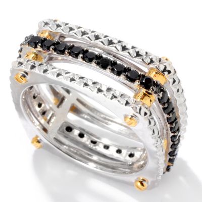 129-530 - Men's en Vogue II Black Spinel Textured Square Eternity Band Ring 