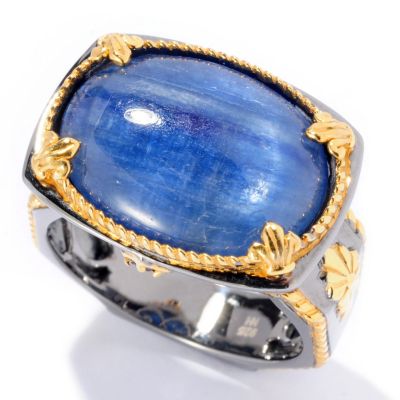 MEN'S - SS/PALL & BLK RHOD RING KYANITE & BLUE SAPH