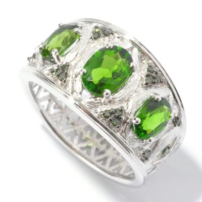 129-562 - NYC II 1.46ctw Chrome Diopside & Green Diamond Brushed Ring 