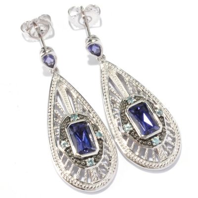 SS/P EAR IOLITE & BLUE ZIRCON TEARDROP