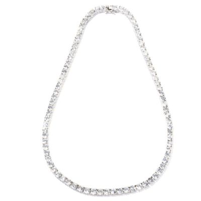 SS WHITE TOPAZ TENNIS NECKLACE