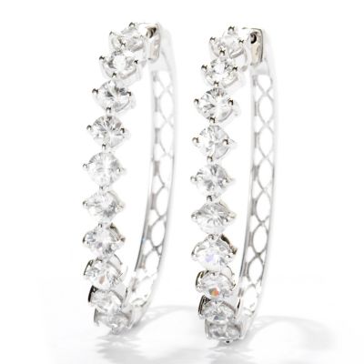 SS 4MM WHITE ZIRCON HOOP EARRING