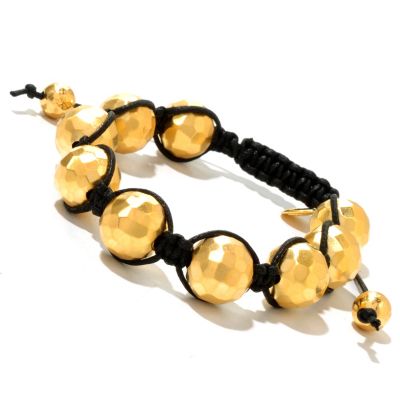 129-576 - Toscana Italiana Gold Embraced&trade; Adjustable Hammered Bead Cord Bracelet 
