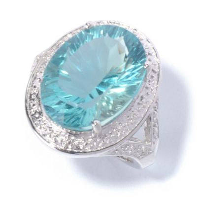 SS FANCY CUT OVAL GREEN FLORITE RING