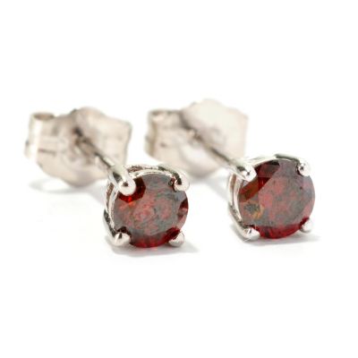 129-592 - Diamond Treasures Sterling Silver 0.40ctw Round Cut Red Diamond Stud Earrings