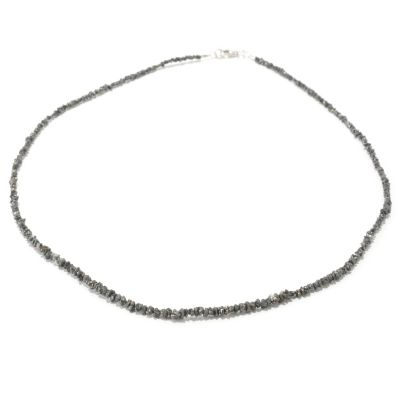 SS 20 CTW BLACK DIAMOND BEAD NECKLACE