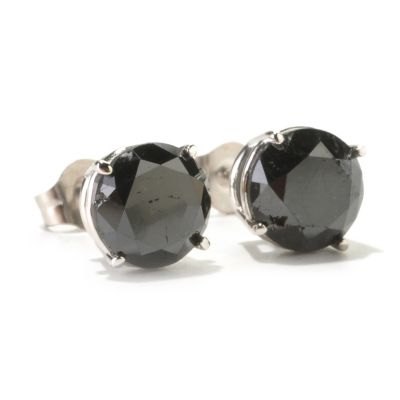 14K WG 3CTW BLACK STUD EARRINGS
