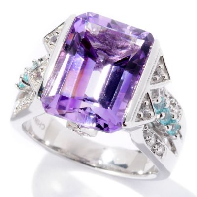 SS REC AMY AND APATITE AND WHT SAPP RING