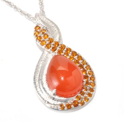 SS ORANGE QUARTZ WITH MADEIRA CITRINE ACEND WITH CHAIN