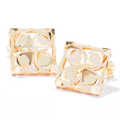129-658 - Italian Designs with Stefano 14K Gold Mosaico Button Earrings