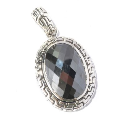 SS BOLD PENDANT/ FACETED HEMATITE
