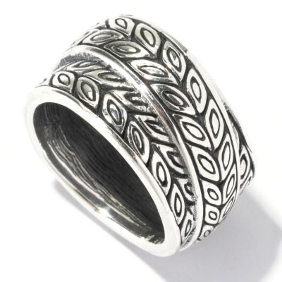 129-684 - Artisan Silver by Samuel B. Leaf Design Overlay Ring 
