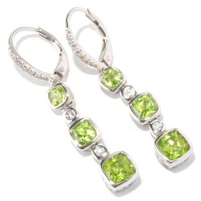 129-685 - Gem Insider Sterling Silver Gemstone & White Sapphire Drop Earrings