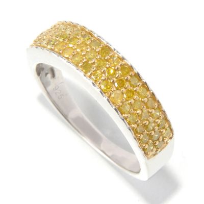 129-699 - Diamond Treasures Sterling Silver 0.50ctw Pave Set Fancy Colored Diamond Band Ring