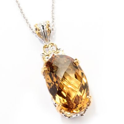 SS/PALL PEND 20CT ZAMBIAN CITRINE w/ 18" CHAIN