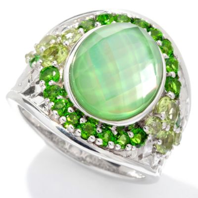129-728 - Gem Insider Sterling Silver 12 x 10mm Quartz Doublet & Multi Gemstone Ring 