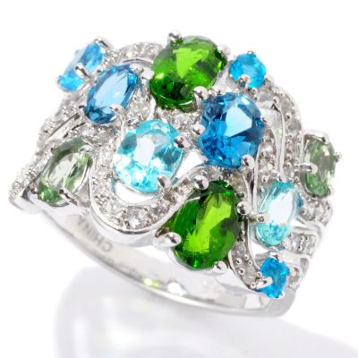 129-732 - Gem Insider Sterling Silver 2.70ctw Multi Gemstone Wide Wave Band Ring 
