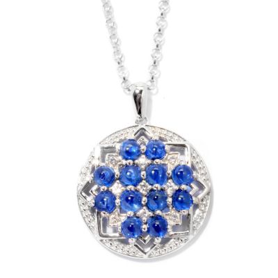 SS CAB KYANITE AND WHT SAPP PEND WITH CHAIN