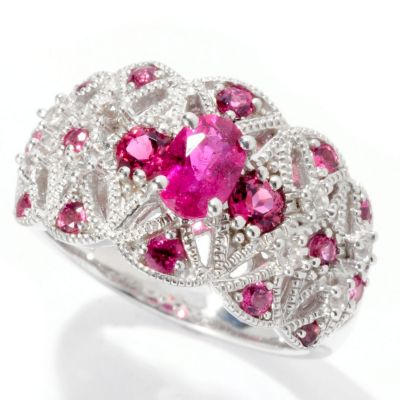 SS OVAL RUBELITE WHTIE SAPP RING