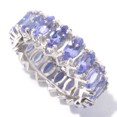 129-741 - Gem Treasures Sterling Silver 4.59ctw Marquise Shaped Tanzanite Eternity Band Ring 