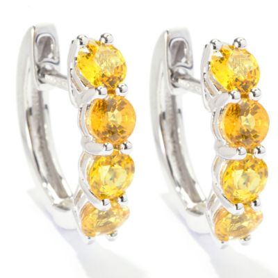 SS SMALL 4 STONE HOOP EARRING CHOICE OF FANCY SAP