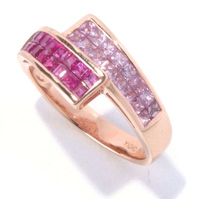 129-744 - Gem Treasures 14K Rose Gold 1.83ctw Ruby & Pink Sapphire Bypass-Style Ring 