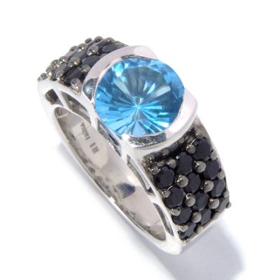 129-747 - Gem Treasures Men's Sterling Silver 3.72ctw Swiss Blue Topaz & Spinel Ring