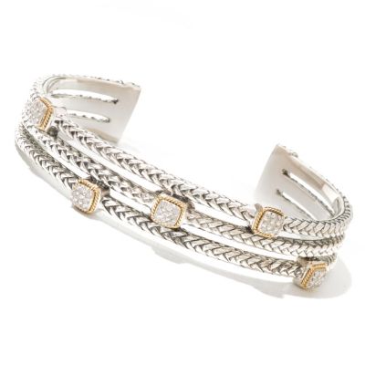 SILVER/ 18K ROPE BANGLE