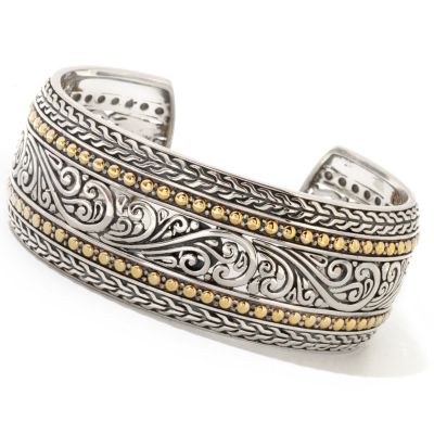 129-756 - Sterling Artistry by EFFY Two-tone 7'' Scrollwork Cuff Bracelet 