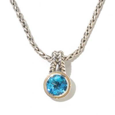 SILVER/ 18K BLUE TOPAZ PENDANT
