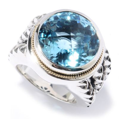 SILVER/ 18K BLUE TOPAZ RING