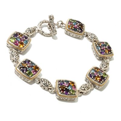 129-762 - Sterling Artistry by EFFY 8'' Multi Gemstone Toggle Bracelet 