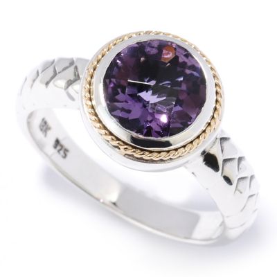 129-765 - Sterling Artistry by EFFY Two-tone Checkerboard Cut Gemstone Ring 