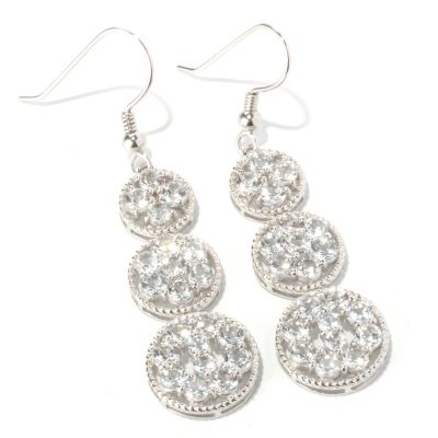 SS 3 CIRCLE DROP EARRING WHITE TOPAZ