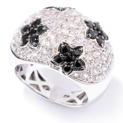 SS DOME PAVE WHT TOPAZ W/BLUE SAPP STARTS RING