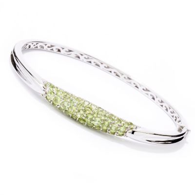 SS 7.5" CUFF BRAC WITH PERIDOT AND PAVE CHROME