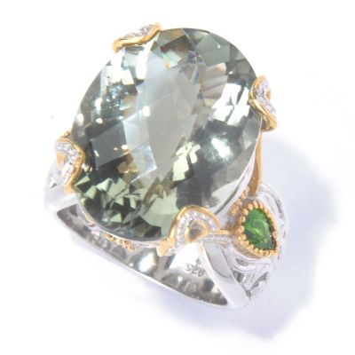 129-827 - Gems en Vogue II 16.26ctw Prasiolite & Chrome Diopside Ring 