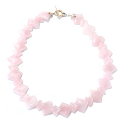 SS/PALL NECK GRADUATED DIAMOND-SHAPED ROSE QUARTZ