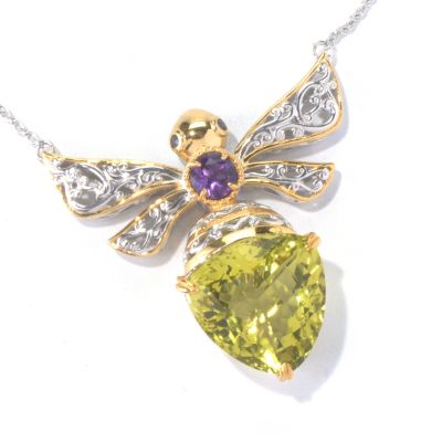 129-834 - Gems en Vogue II 18'' Ouro Verde, Amethyst, Ruby & Sapphire Critter Necklace 