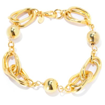 129-855 - Portofino Gold Embraced&trade; 8'' Fancy Oval & Beaded Link Bracelet 