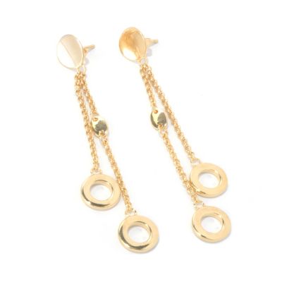 129-856 - Portofino Gold Embraced&trade; Double Chain Circle Dangle Earrings 