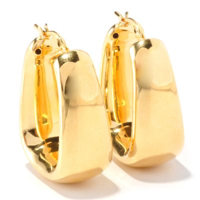 129-858 - Portofino Gold Embraced&trade; Electroform Polished Cube Hoop Earrings 