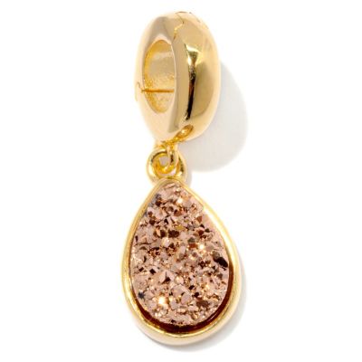 SS/18KGP CHARM PEAR-SHAPED DRUSY DROP ENHANCER